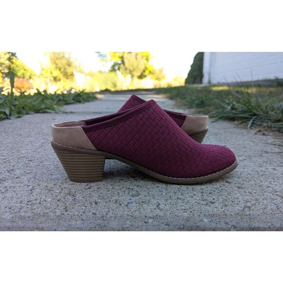 Zee Alexis Slip On Clogs Womens US 8 Woven Mule Heels Casual Cranberry Red - Picture 4 of 11